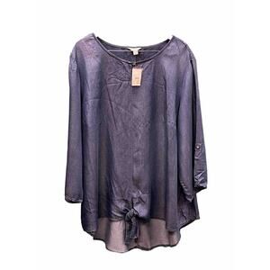 Cato Est. 1936 Plus Size 26 28 Blue Denim Tunic Tie Sleeves Women's Blue NWT